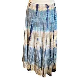 Vintage Y2K Tryst Tie Dye Maxi Skirt L in Denim/Khaki